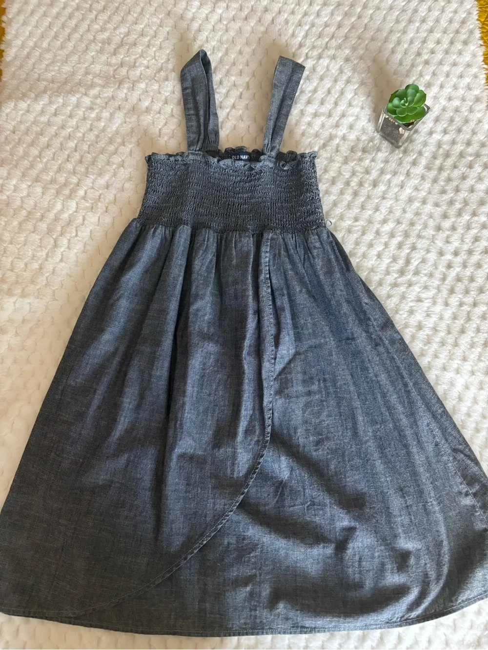 Old Navy Charcoal Denim-Look Smocked Sundress